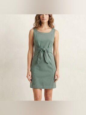 Holding Horses Anthropologie Green Denim Tie Front Sleeveless Mini Dress Size 0
